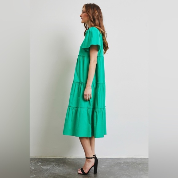 HEYSON Cotton Poplin Ruffled Tiered Midi Dress - Picture 3 of 6